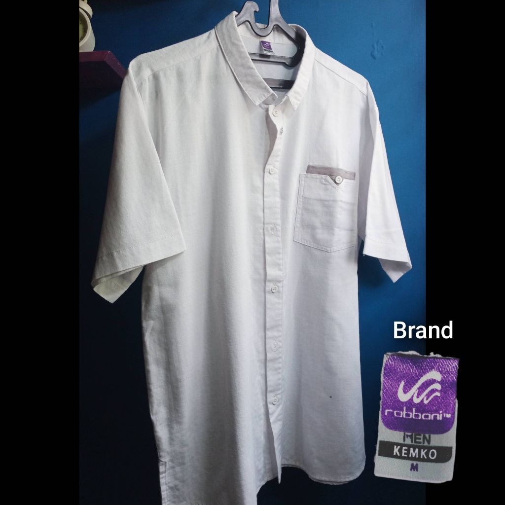 RABBANI MEN Koko Pria Putih Size M # preloved bekas second pakaian muslim baju cowok kemko kemeja fo