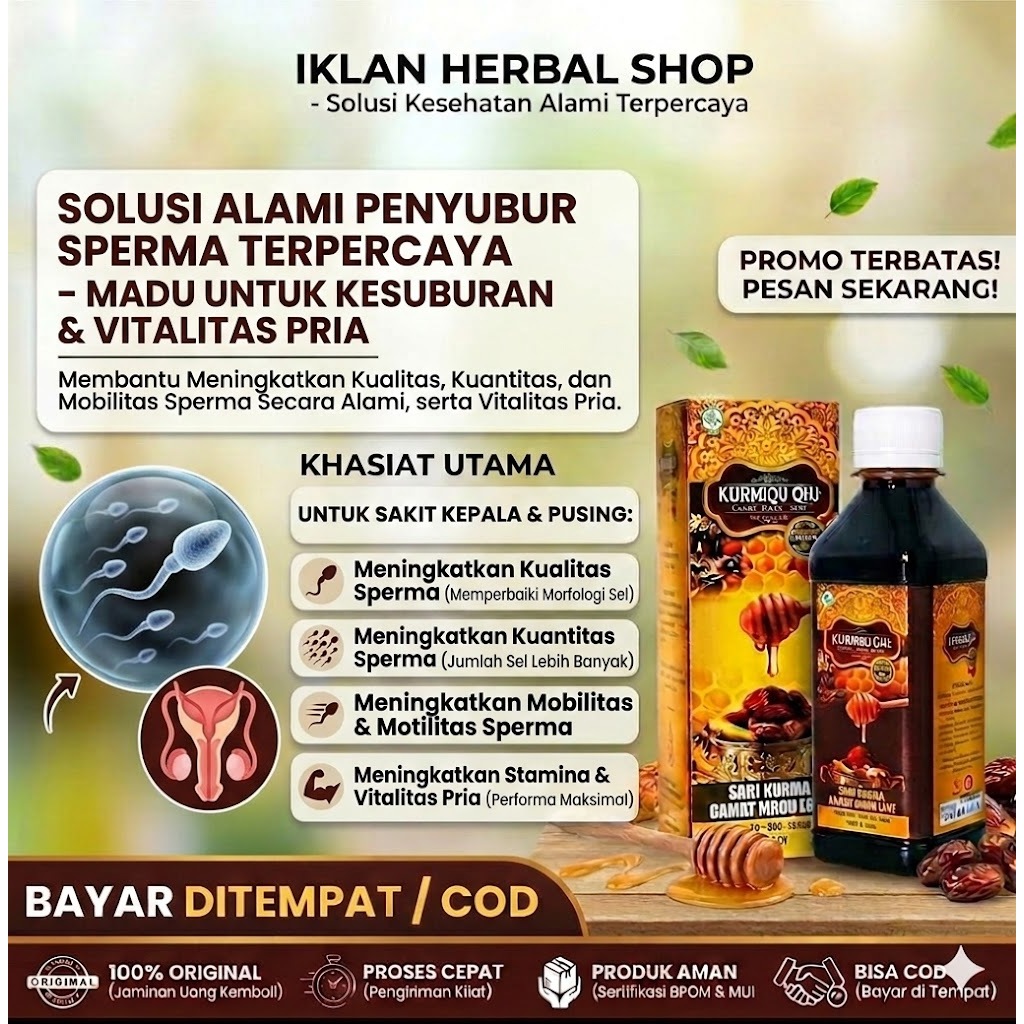 Madu Penyubur Pengental Penambah Sperma Azoospermia Air Mani Encer Pria Dengan Kurmaqu 100% Original