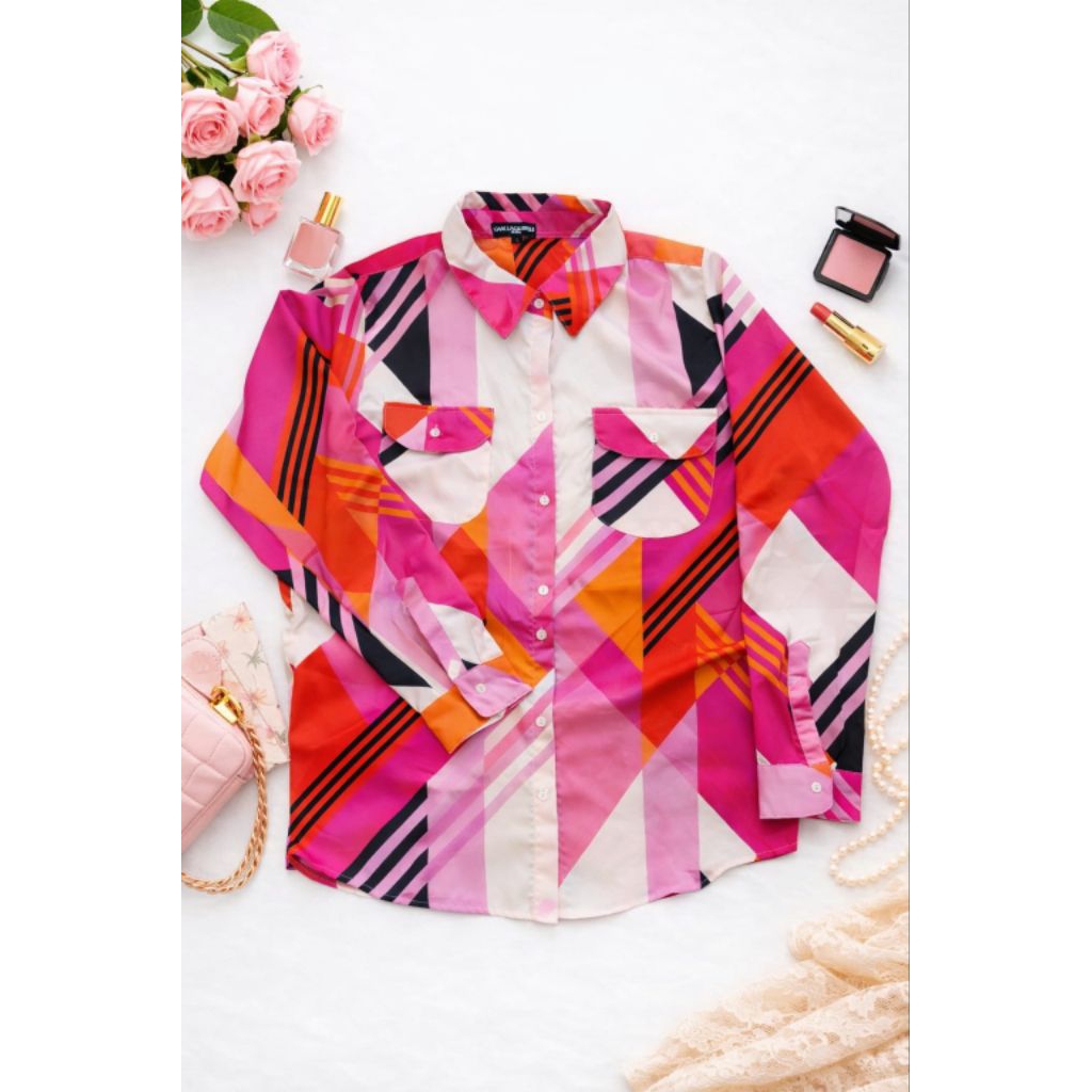 Kemeja Wanita/Kemeja Satin/Kemeja Wanita Satin/Kemeja Pink/Kemeja Wanita Pink