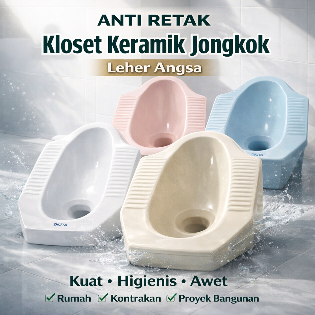 Kloset Keramik Leher Angsa Jongkok Koala – Anti Bau & Anti Mampet – Toilet Rumah Awet