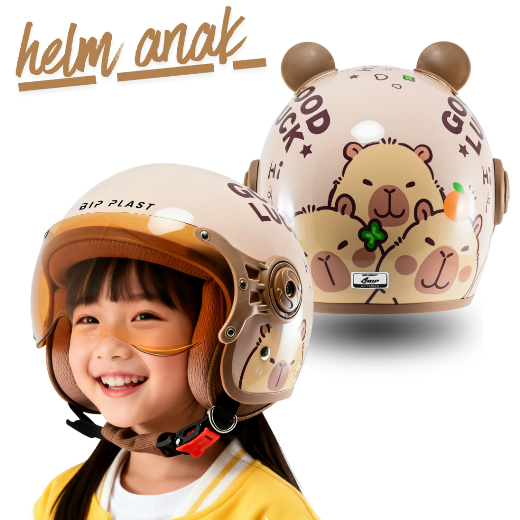 Bipplast Helm anak SNI Karakter Laki Perempuan Cowo Cewe Lucu Cute Usia 2 3 4 5 6 7 8 Tahun
