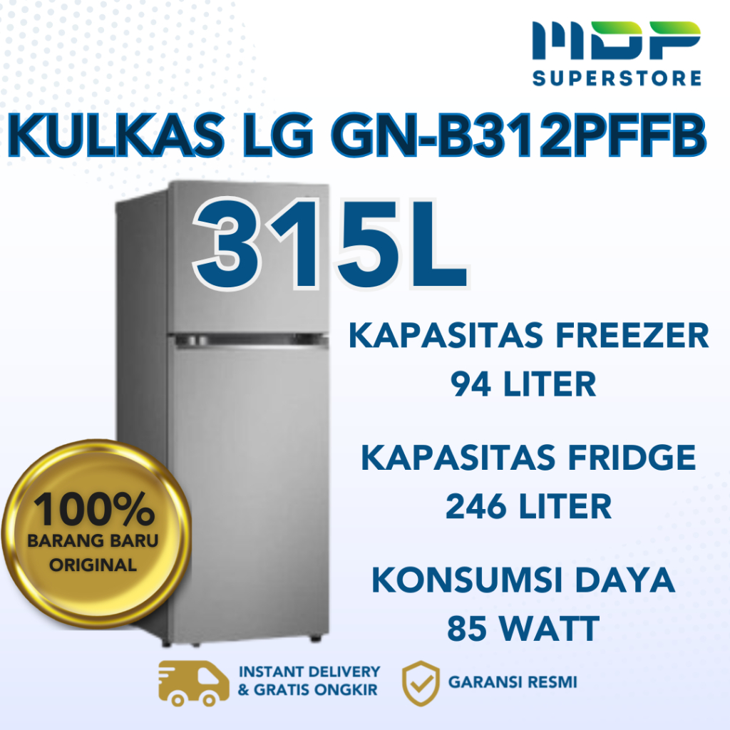 KULKAS LG GN-B312PFFB INVERTER ( 2 DOORS/315L)