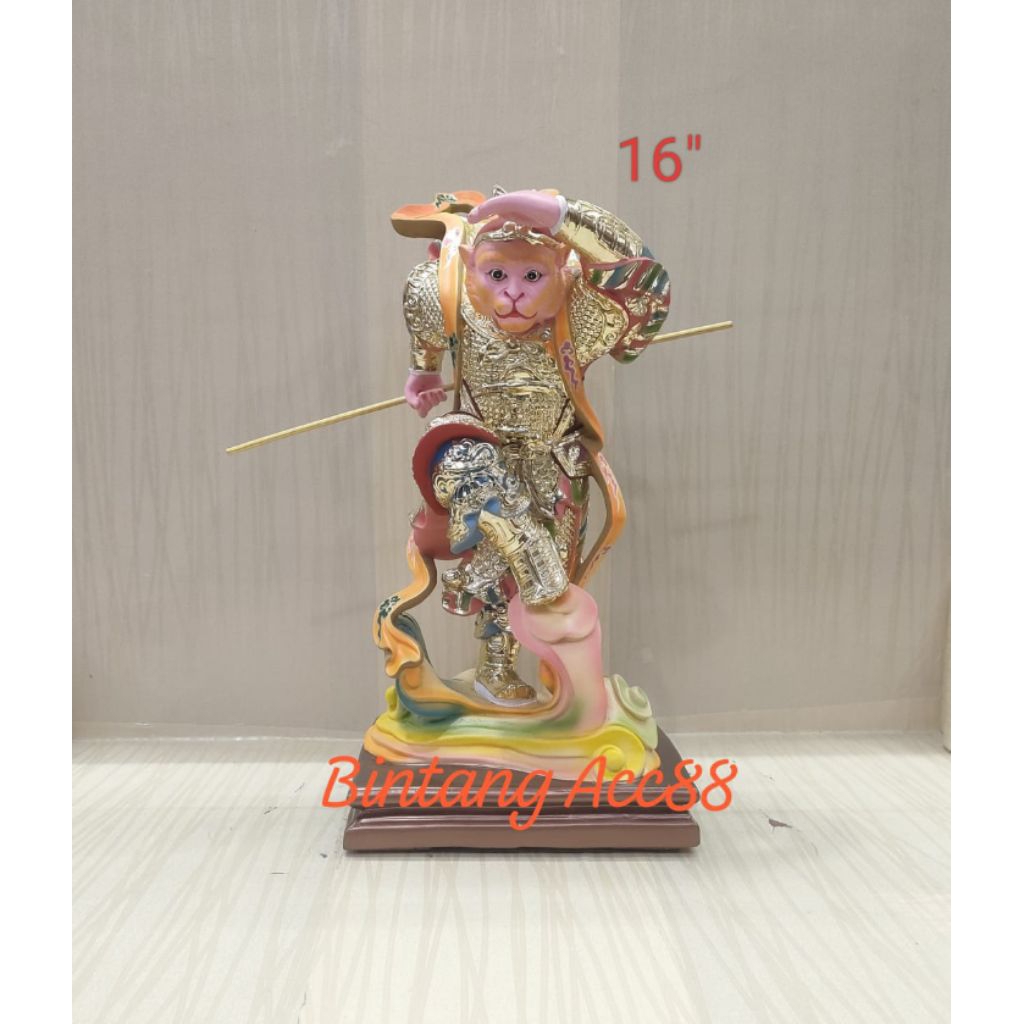 patung dewa kera sakti/ sun go kong / Thai sing - kayu - 16inch