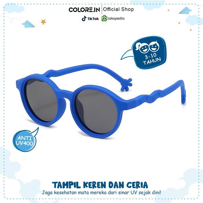 Colore.In Kacamata Hitam Anak Sunglasses Bulat Polarized Anti UV Frame Plastik TPE Lensa Polarized