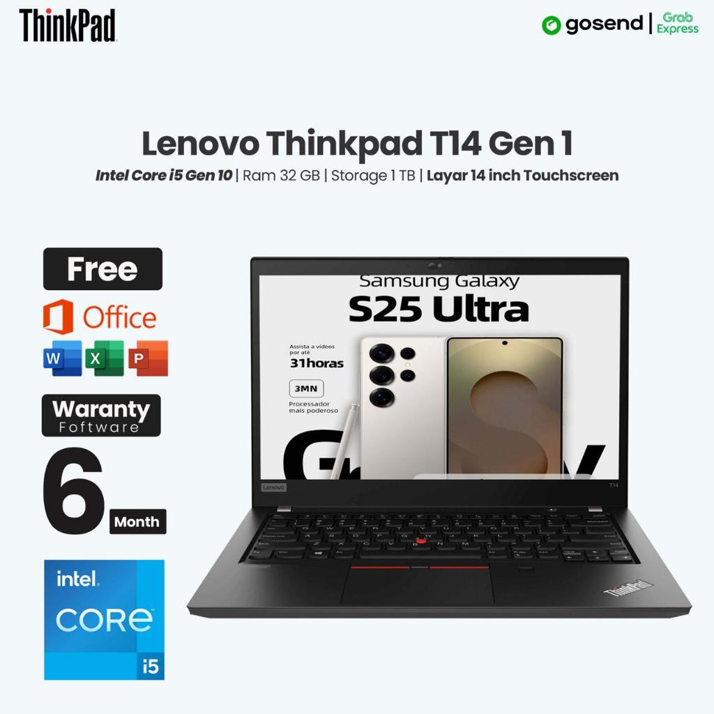 Laptop Lenovo Thinkpad T14 G1 Intel Core i5 GEN 10 RAM 32 GB SSD 1 TB Layar 14 Inch Touchscreen
