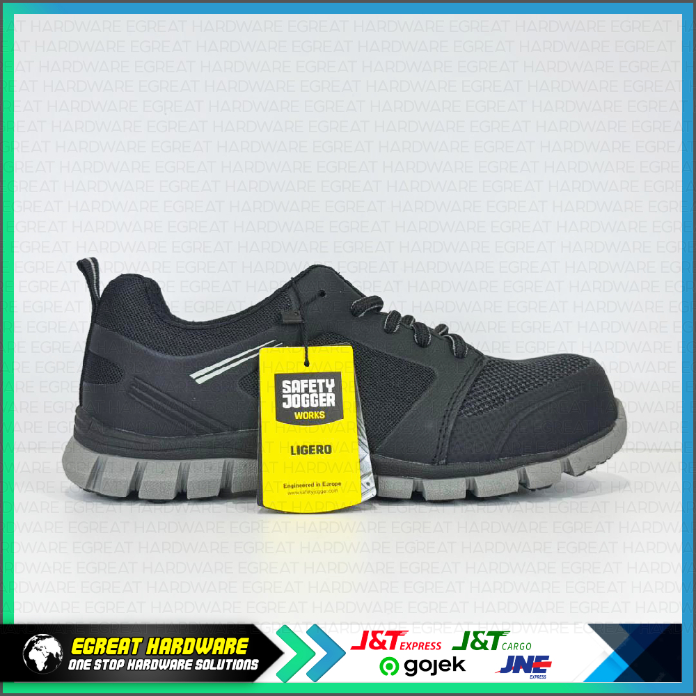 (BARANG READY / BUKAN PO) SAFETY SHOES; LOW CUT, COMPOSITE, ESD; LIGERO S1P, BLACK; SAFETY JOGGER