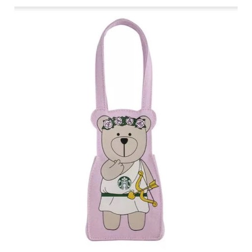 Tas Botol Tumbler Starbucks Bag Bearista Cupid Valentine Pink Tumbler Bag Canvas Bottle Bag