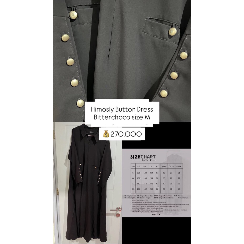 HIMOSLY BUTTON DRESS BITTERCHOCOLATE