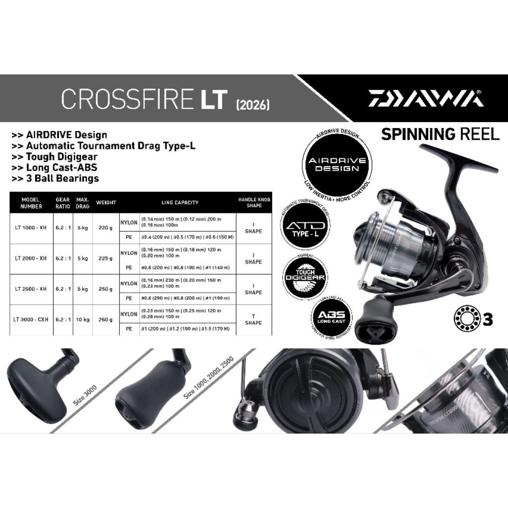 reel daiwa crossfire LT1000-XH LT2000-XH LT2500-XH new 2026