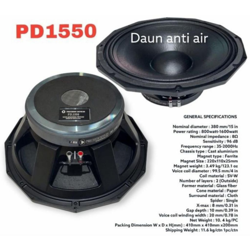 SPEAKER KOMPONEN PROCISION DEPICIS PD 1550/PD 1550 15 INCH MID LOW