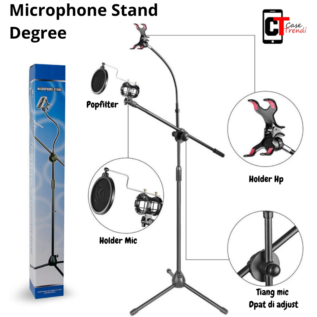 Stand Mic Microphone Degree Berdiri Plus Holder Hp 360 Recording Stand Tiang Penyangga Microphone Ka