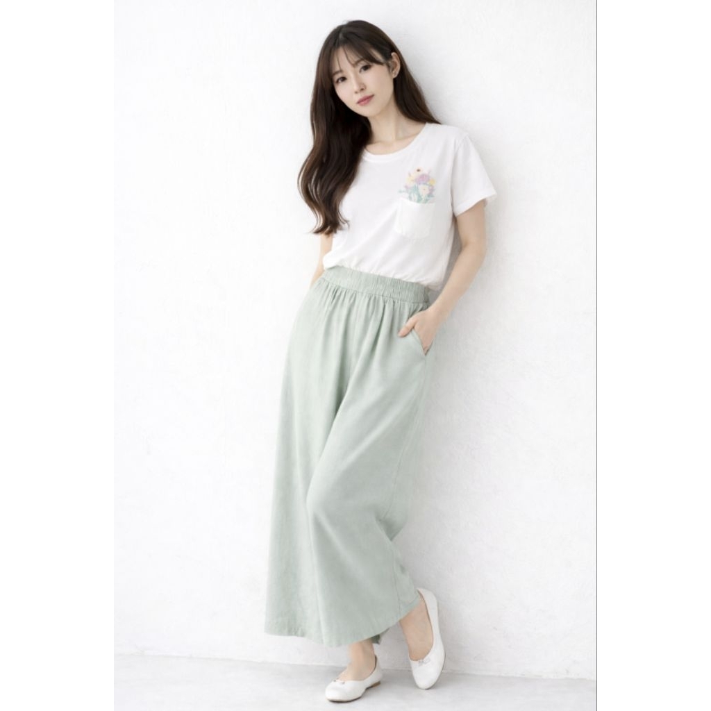 Pants Cullot Rayon Pastel Mint Green (L)