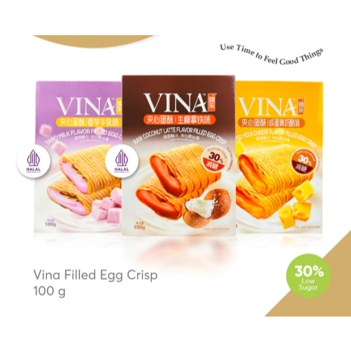 Franzzi Vina Filled Egg Crisp Roll Less Sugar 100g - Snack Wafer | Taro Salted Egg Cheese Coconut |