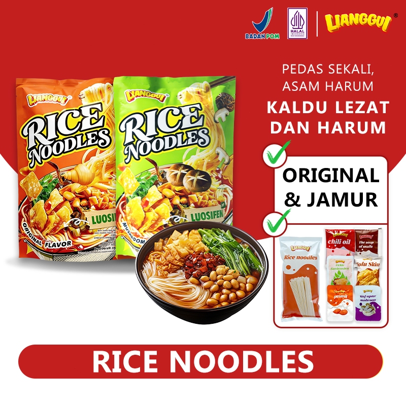 LIANGGUI Luoshifen Pedas Noodles 400 gram China Halal Praktis Siap Saji Cocok Untuk Makan Malam Satu