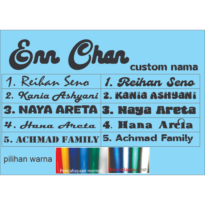 Stiker Cutting Timbul Mengkilat custom nama