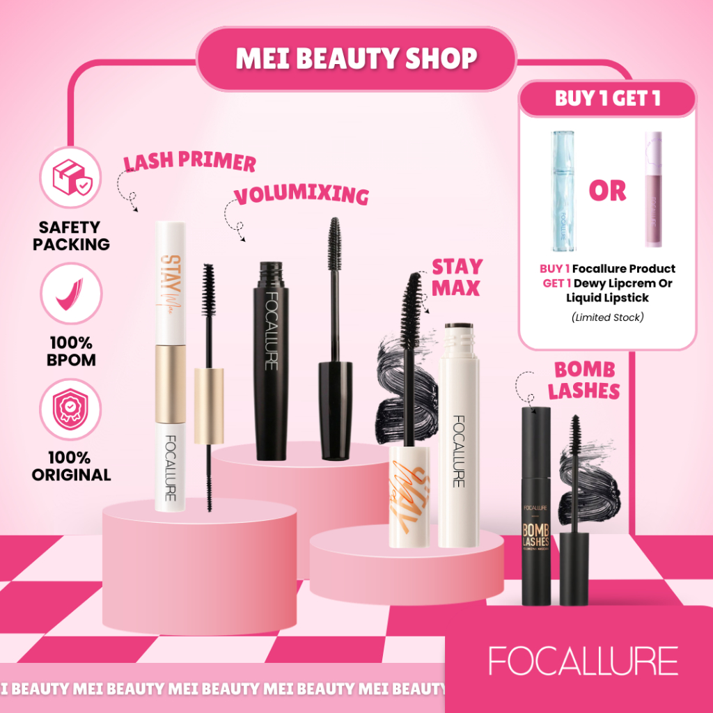 FOCALLURE Waterproof Mascara & eyeliner Lashprimer 2IN1 FA160 | Staymax Waterproof Mascara FA148 | V