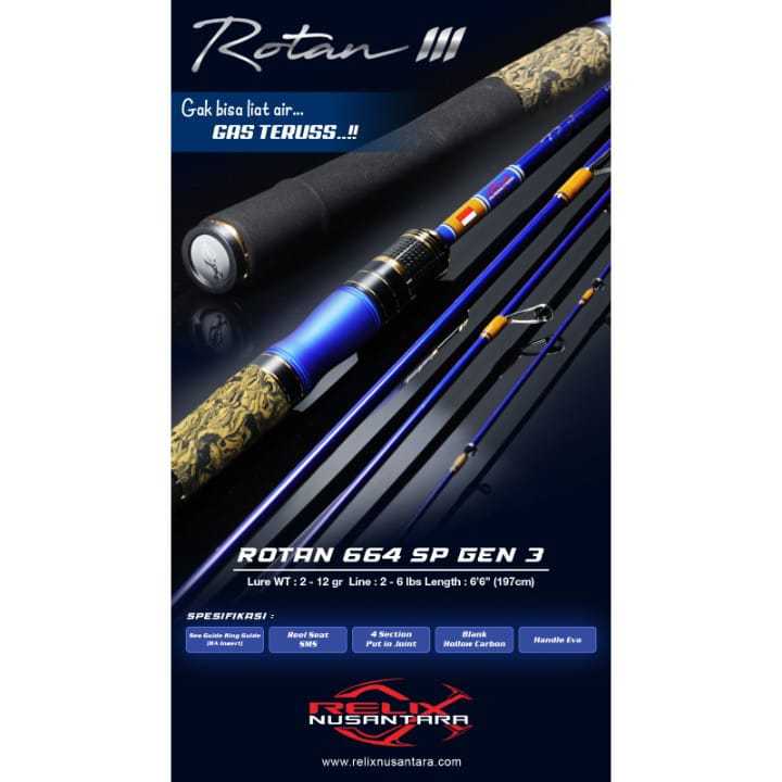 Joran Relix Nusantara Rotan 664UL GEN 1 BROWN , 664UL Gen 2 Spining & Bc , 664UL Bc 5-10lb , 743 2-6