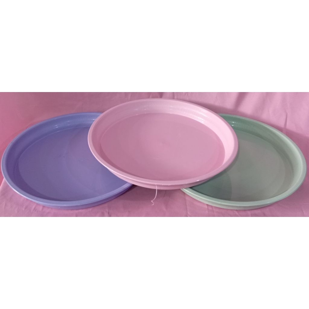 3 NAMPAN PLASTIK BULAT CAMPUR POLOS MURAH MERIAH