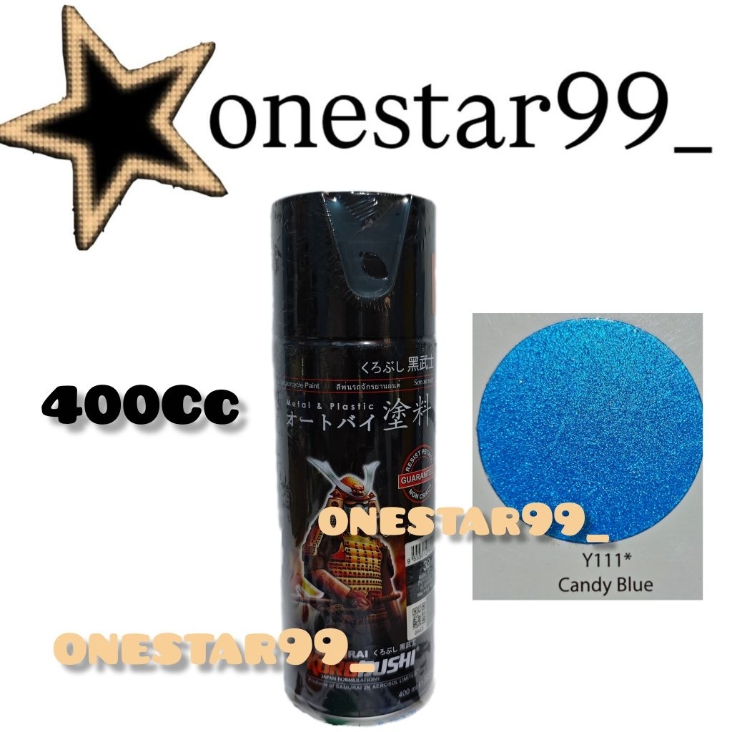 Pilok Pilox Pylox Cat Samuraipaint Biru Candy Blue Y111 Metalik Glossy Mengkilap Samurai Spray Paint