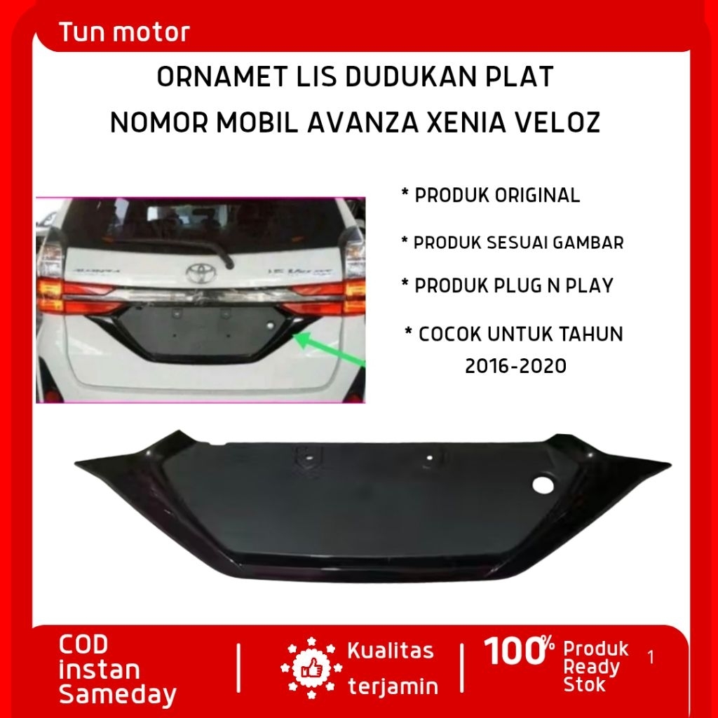 Cover Garnish Lis Ornamen List Dudukan Plat Nomor Mobil Avanza Veloz Xenia 2016-2020 Original Warna 
