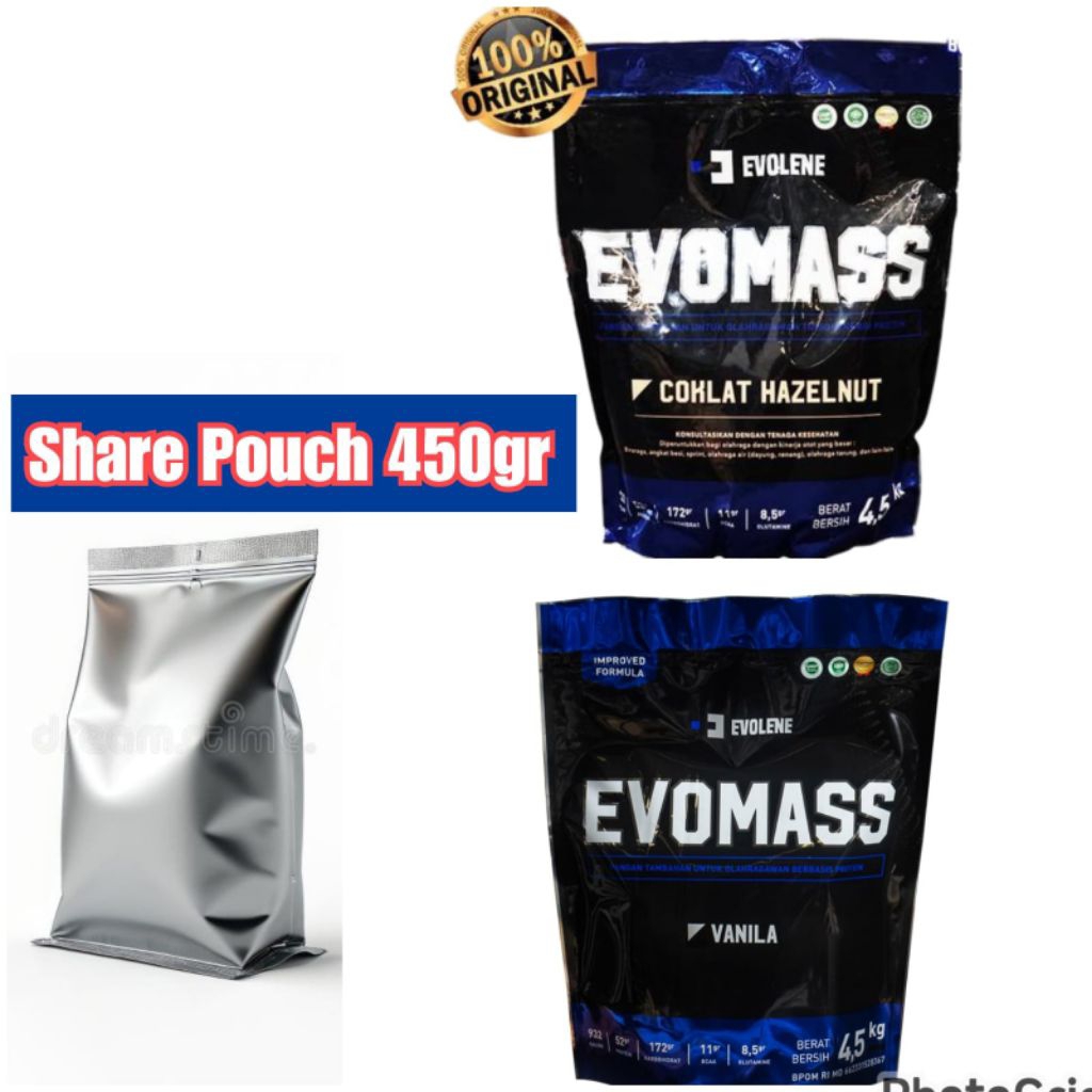 Evolene Evomass 450gr  / 1 lbs Susu Protein Tinggi Varian Rasa Vanilla untuk Menaikkan Massa Otot