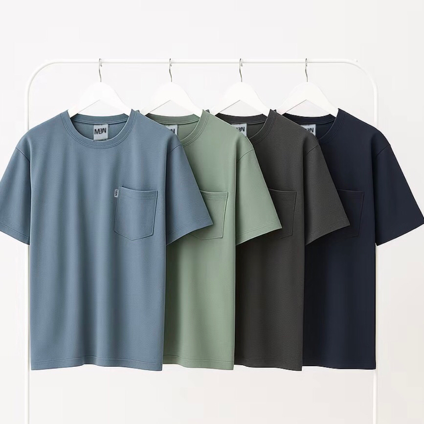 2 Pcs 50 Ribu Kaos Pocket Saku Pria Pilih Warna Semi Katun Premium 24s Lembut COD Simple