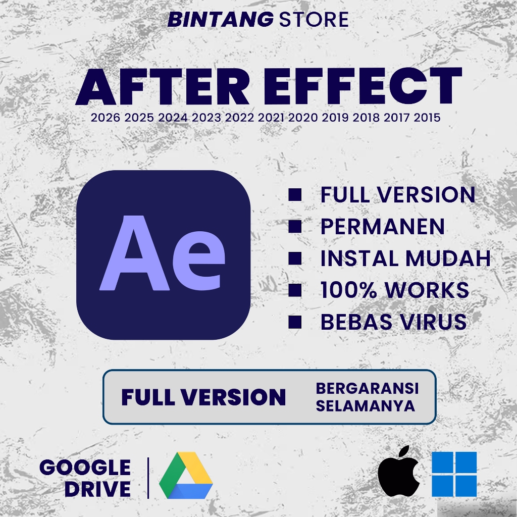 After Effects 2026 - CS6 Full Version Lifetime Permanen Windows & Mac Os | Tersedia Versi 2026 / 202