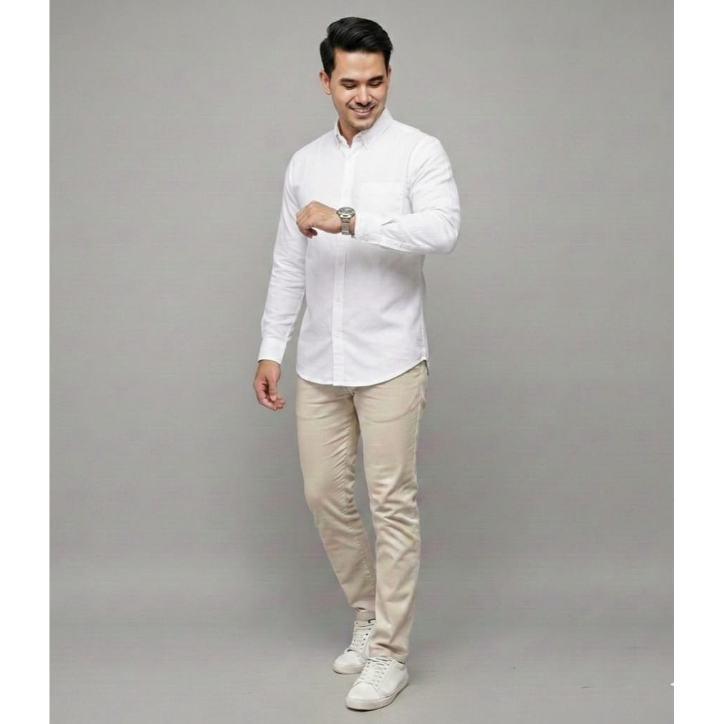 ROLLICK - KEMEJA POLOS PANJANG PENDEK HITAM & PUTIH KAIN KATUN SIGARET PREMIUM BERKUALITAS