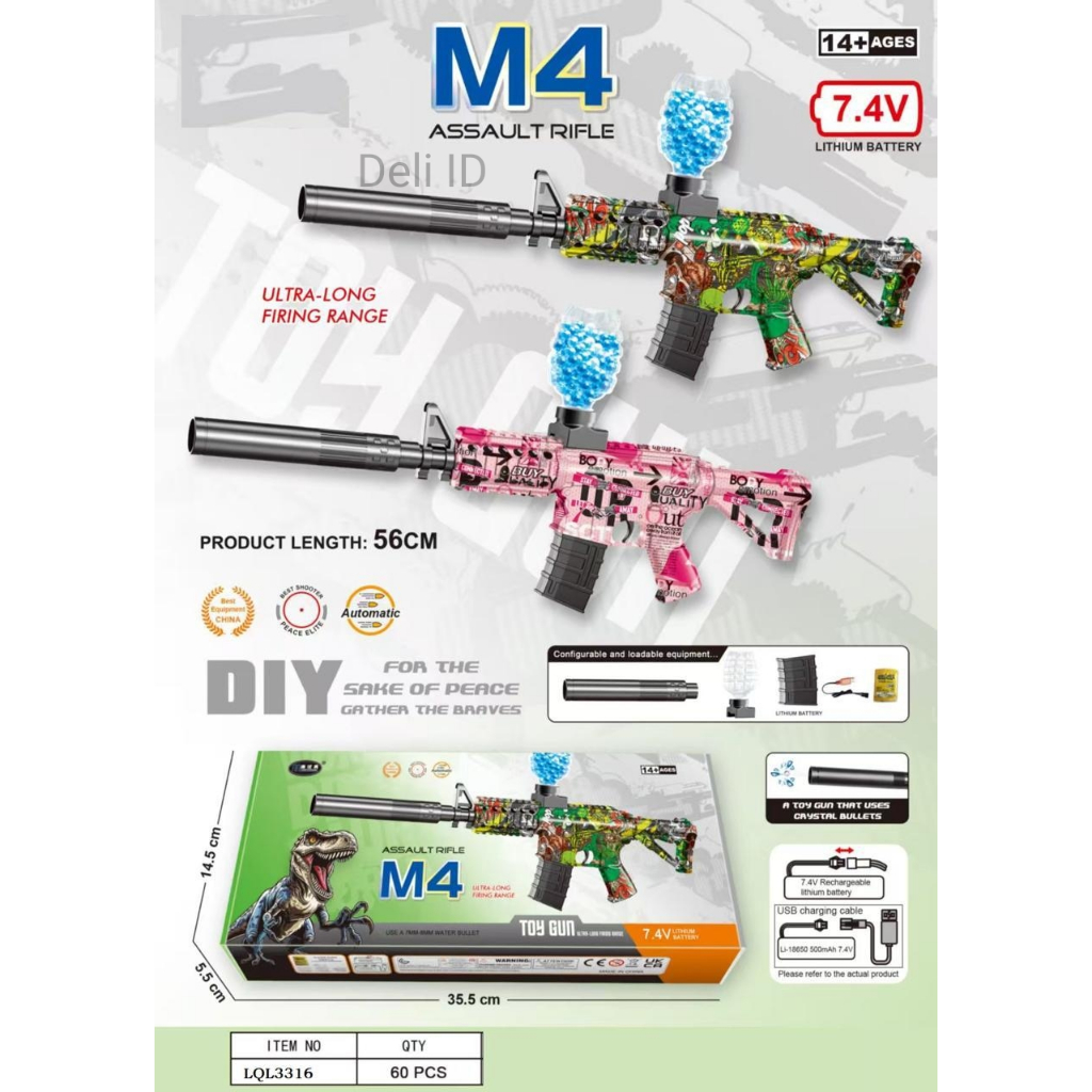 Mainan Pistol Senapan Tembakan Water Gel Blaster Ball Elektrik MP5 M416 AK47 M4 Baterai Cas Toy Guns