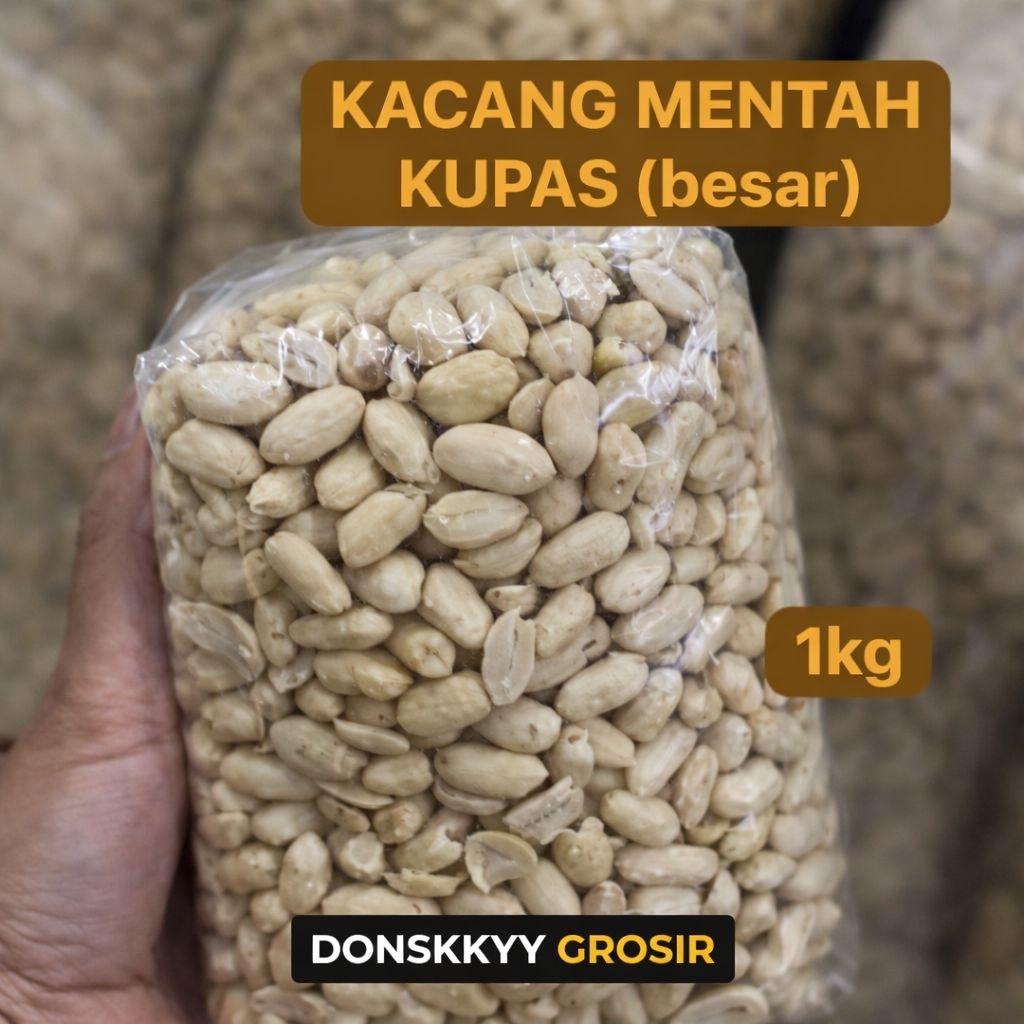 KACANG KUPAS MENTAH 1KG BESAR | Kacang Kupas Mentah 1kg Besar Enak, gurih, berkualitas tinggi