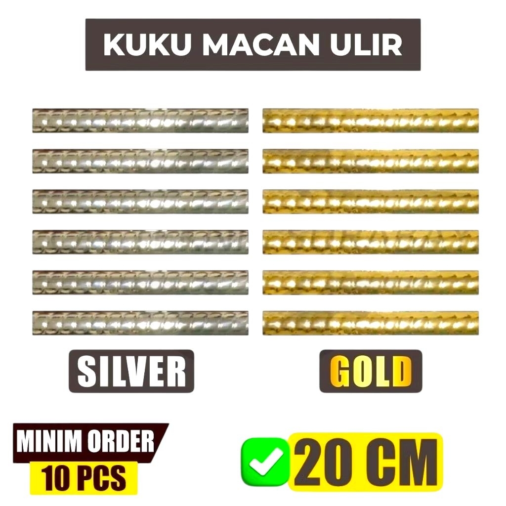 Kuku macan keramik ulir warna silver dan gold 20 cm / kuku macan varian warna / kikir kuku macan / k