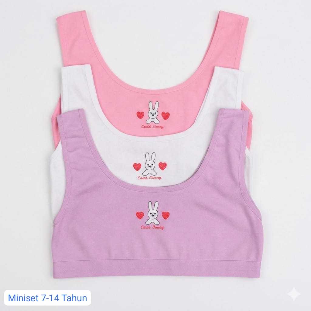 (COD)PROMO 6 PCS MINISET ANAK MOTIF POLOS REMAJA SD/SMP Bra Miniset Remaja// Miniset Anak Perempuan 