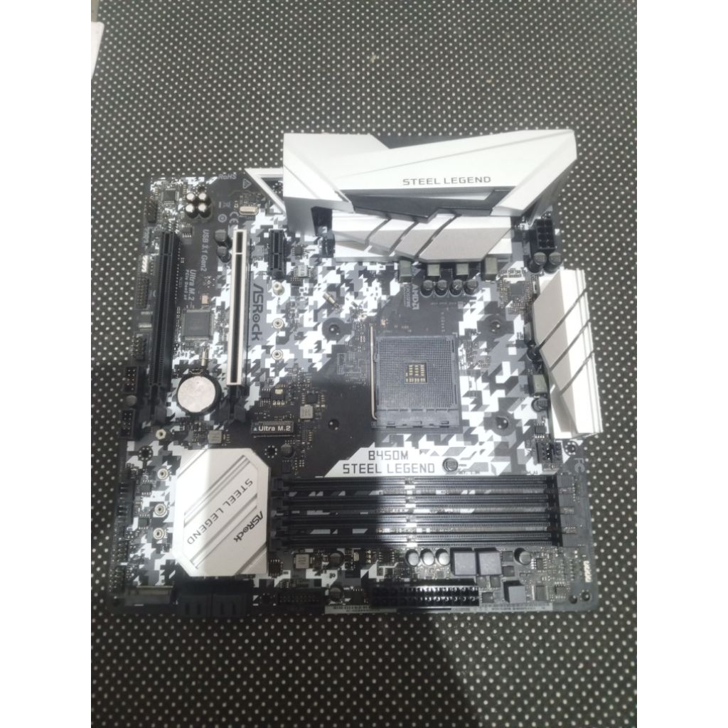 MOBO ASROCK STEEL LEGEND B450M SOKET A4 BEKAS NORMAL TEST OK