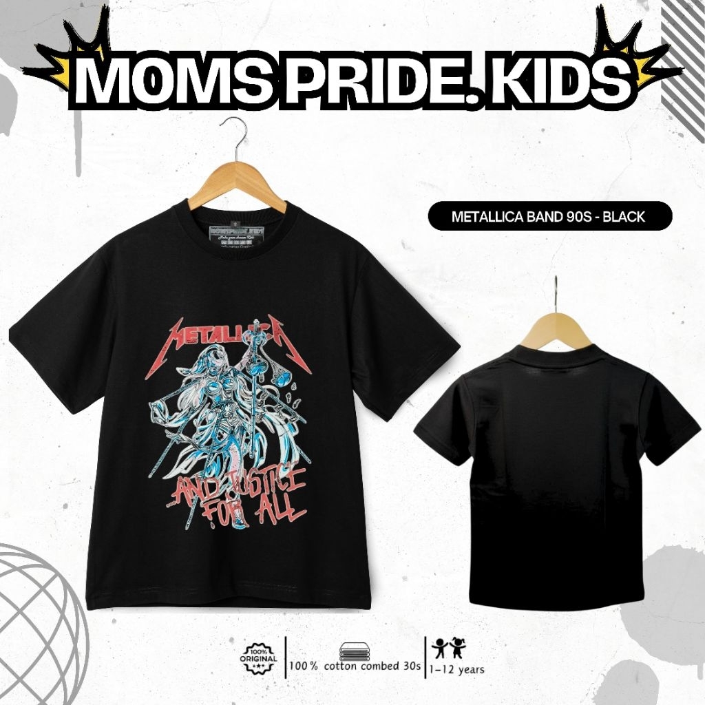 Baju Kaos Band Anak Metallica Baju Band 90 s Skena anak Momspridekids Bahan Katun Usia 1-12 Tahun