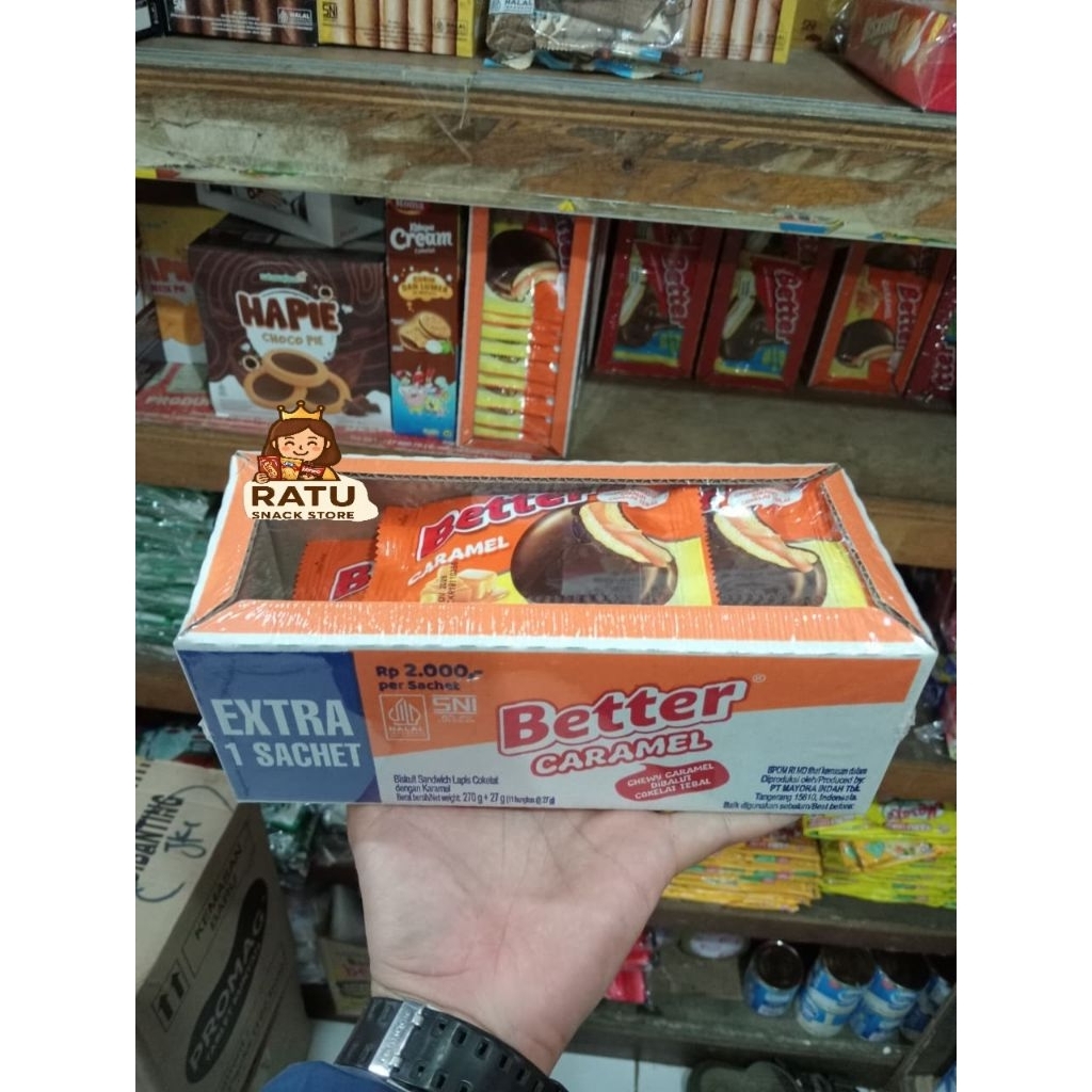Biskuit Wafel Better Karamel - Coklat Gurih, Krim Vanilla Lembut, Kemasan Praktis