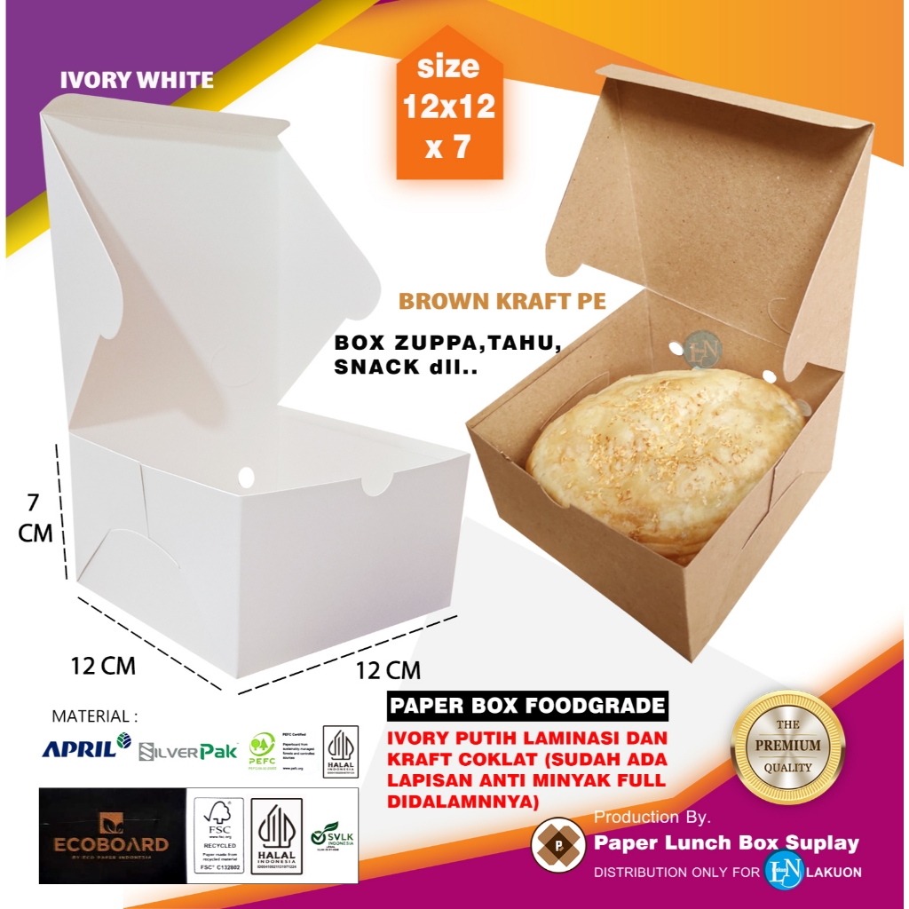 ZUPPA BOX  12X12X7CM SNACK TAHU GORENG PAPER CRAFT FOODGRADE KEMASAN MAKANAN GROSIR