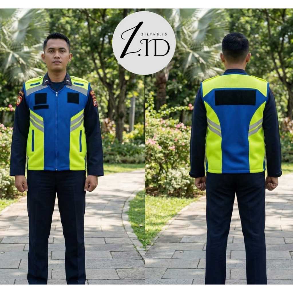 Zlyns.id -  Rompi Security Rompi Satpam Rompi Polisi Dada Biru Free Nama Double Mesh Kualitas Premin