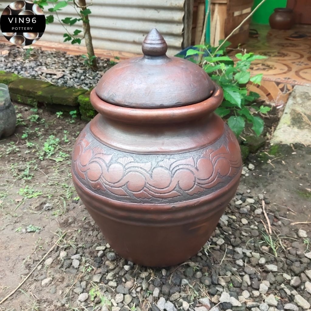 Gentong siraman 25 liter / wadah beras 20 kg gerabah tanah liat ( SUDAH FREE EXTRA PACKING )