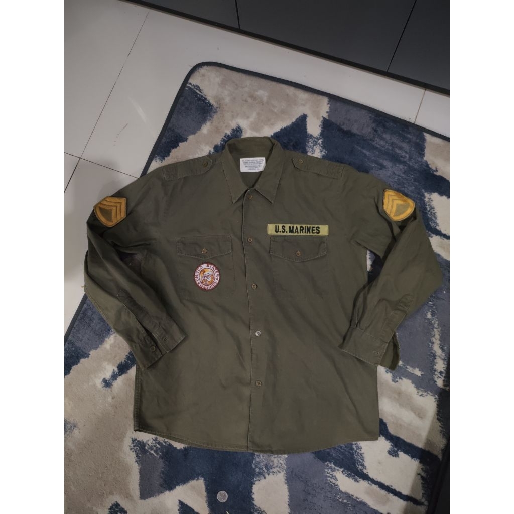 kemeja army Houston og 107 military work shirt