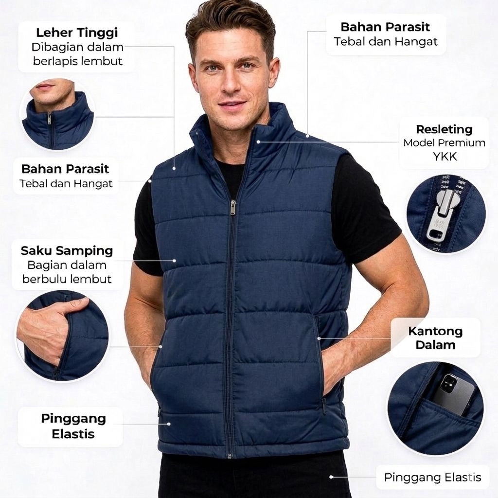 ROMPI PRIA PREMIUM BIRU NAVY WATERPROF