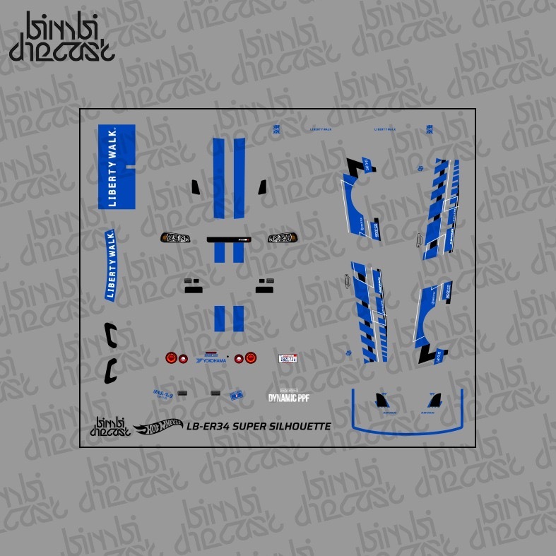 Decal Hotwheels Nissan R34 LBWK Paul Walker White Toner