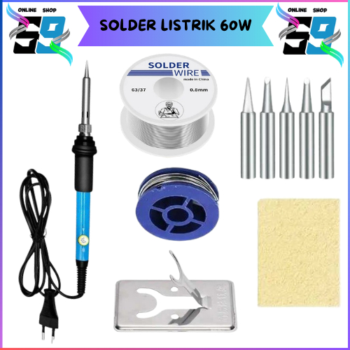 Solder Listrik Timah 60 Watt Solder Elektrik Adjustable Temperature Soldering 60W Solder Listrik Set