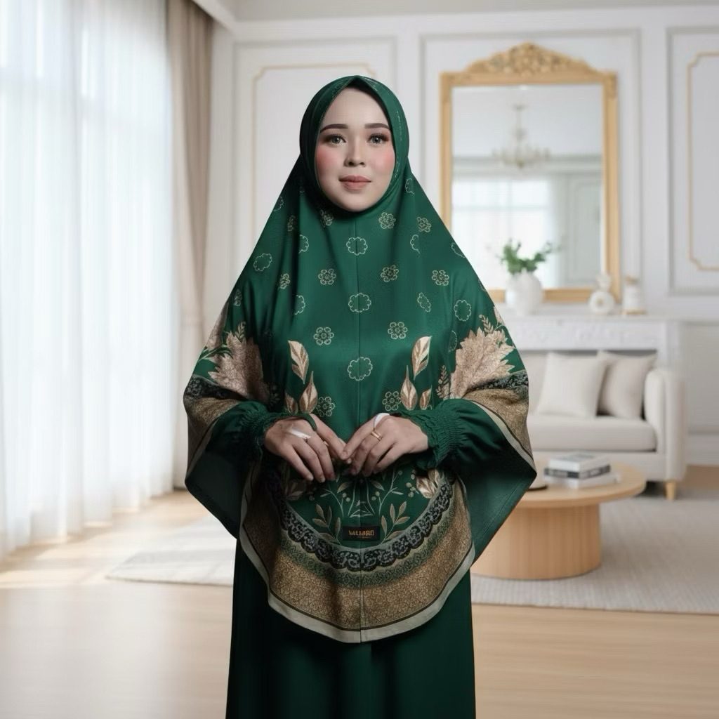 JUMBO- Bergo Motif Khaira Printing Jersey Premium New Emeral