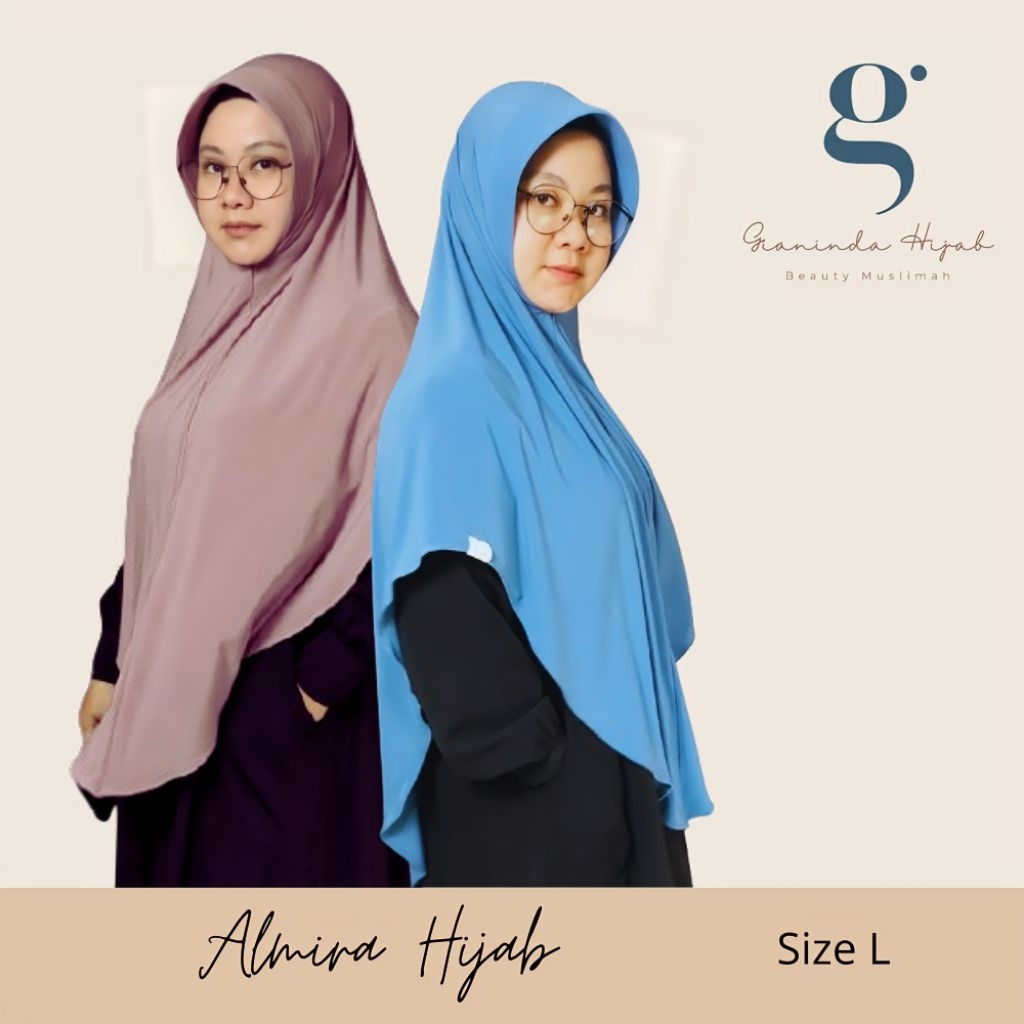 Almira Hijab - Daily Khimar Bergo Hijab Jumbo Syar'i Size L Bahan Jersey Premium