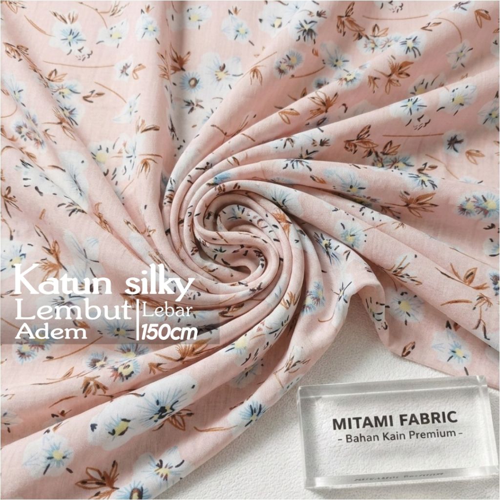 MITAMI Kain Katun Silky Premium Motif Bunga Daisy Pastel (Harga Per 0,5)KYT