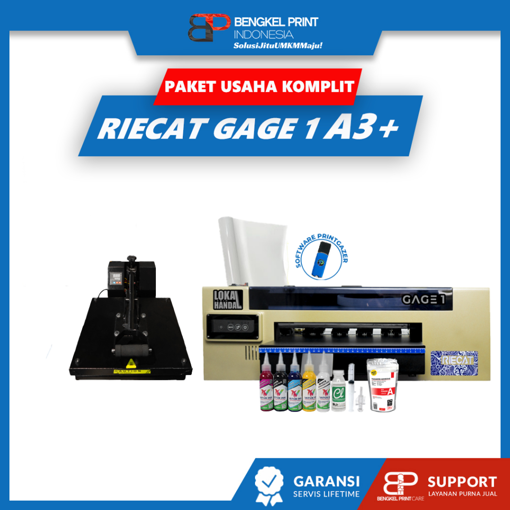 Paket Usaha Sablon DTF | Paket Lengkap Mesin Riecat Gage 1 + Mesin Press (Only)