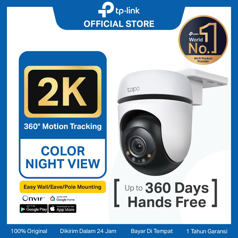 TP-Link | Tapo TC41 | Outdoor Pan/Tilt Security WiFi Camera 2K FHD 360}  Kamera Malam Hari | IP65 AI