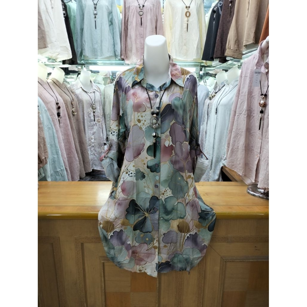 TUNIK KATUN RAYON MOTIF BUNGA BUNGA T 734