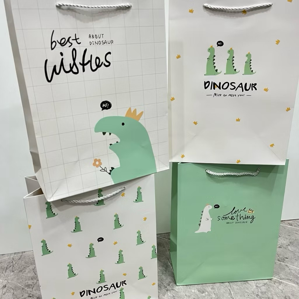 (12pcs) Paper Bag Tebal / Paper Bag Dinosaurus / Tas Kado Trex / Tas Kertas Unik / Tas Jinjing Anak