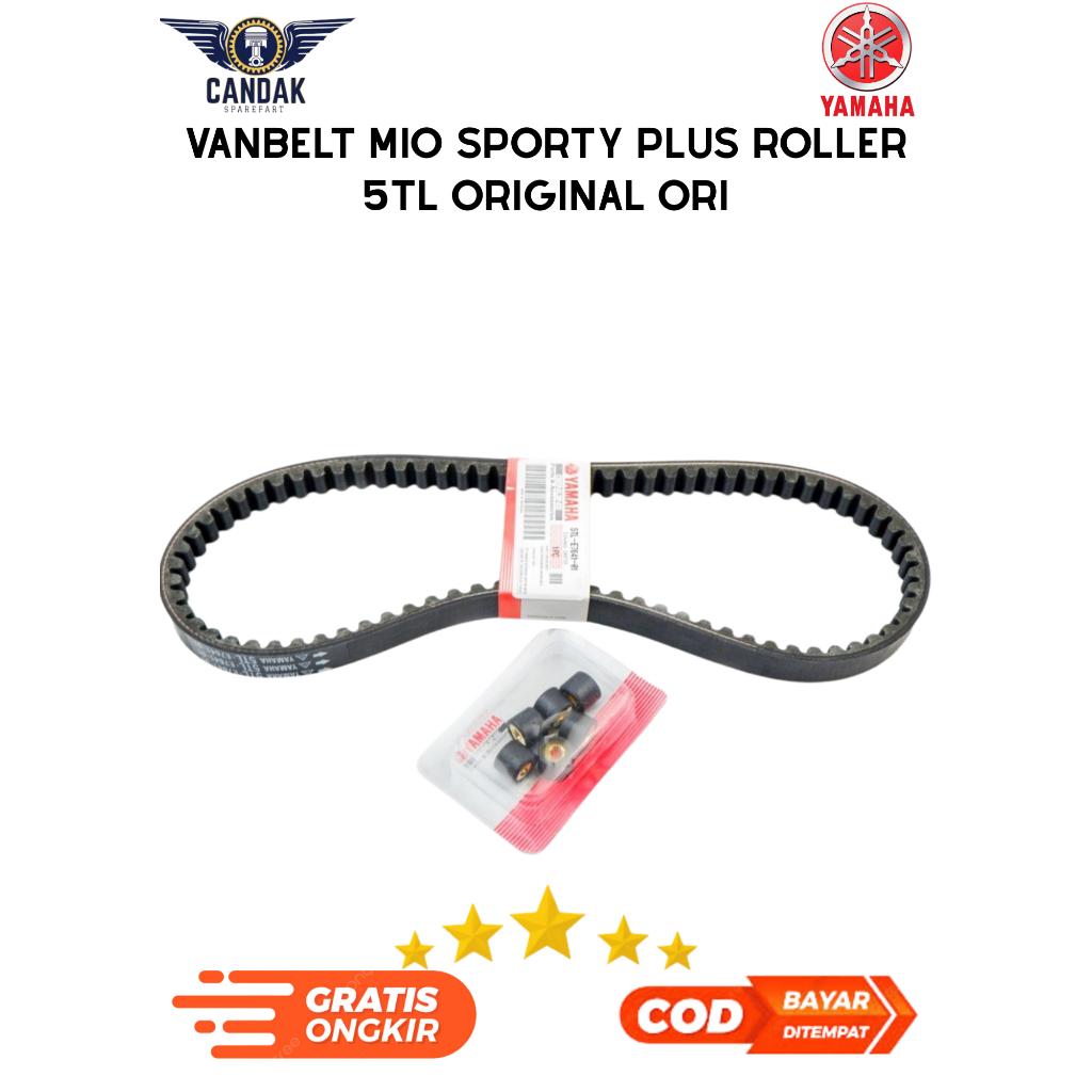 Vanbelt Mio Sporty Ori Yamaha + Roller 5TL Original | Paket CVT Mio Sporty / Mio Smile